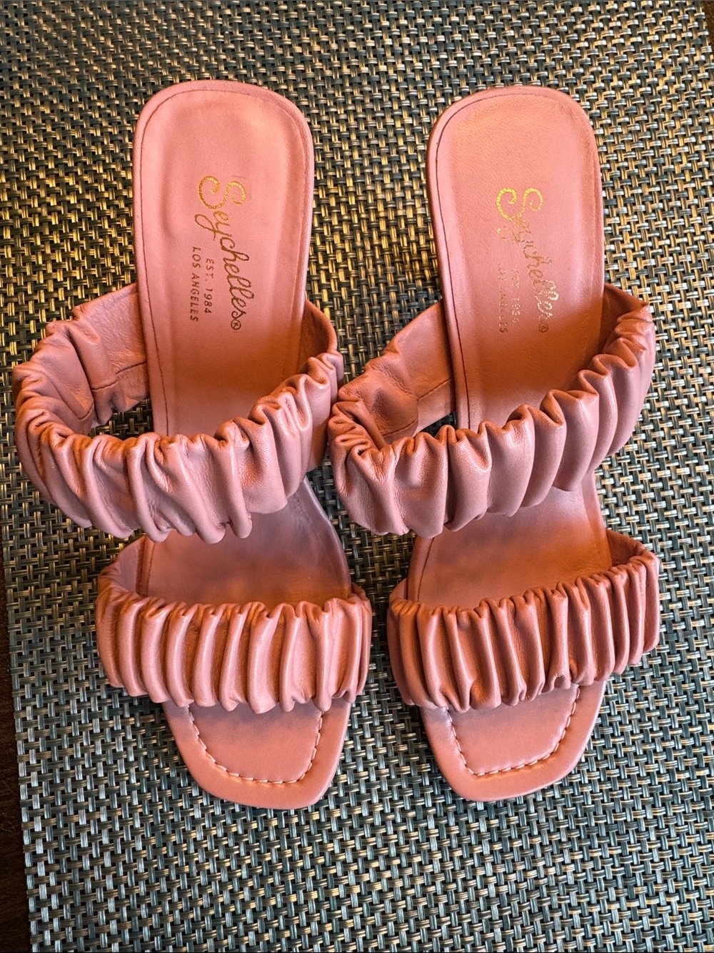 Seychelles Dusty Pink Ruched Double-Strap Slide Sandals
